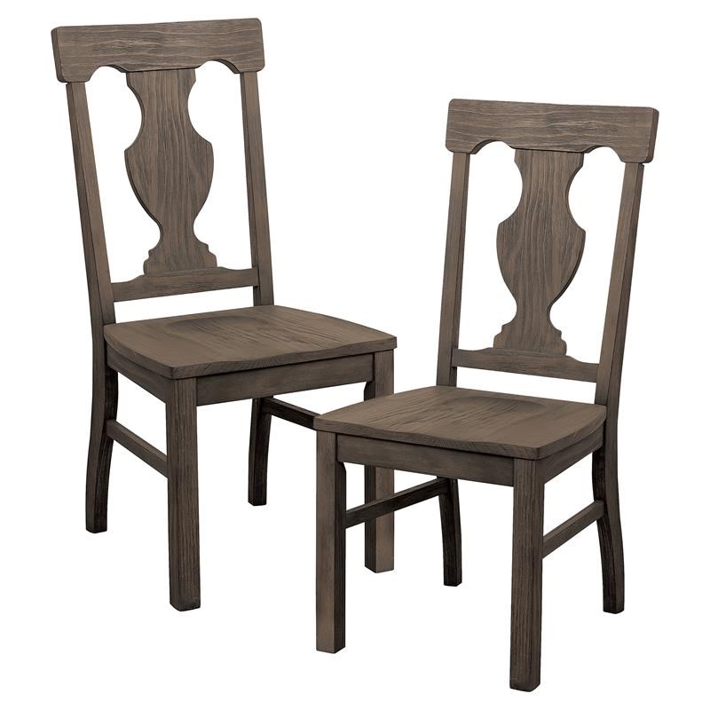 Lexicon Toulon Wood Dining Side Chair in Wire Brushed Dark Pewter (Set of 2)
