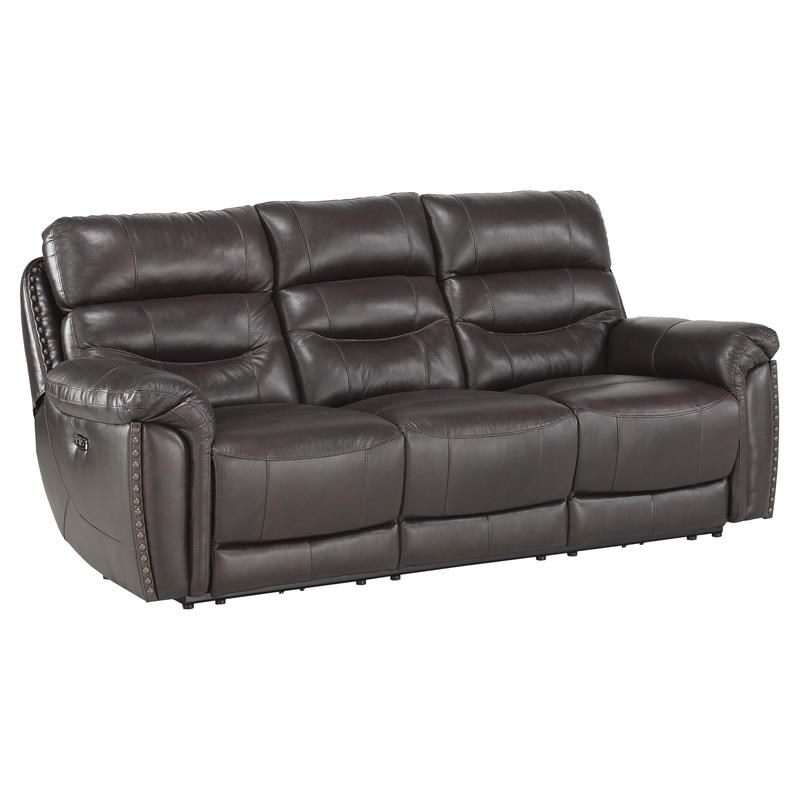 Lexicon Lance Italian Top Grain Leather, Top Grain Leather Power Reclining Sofa In Brown