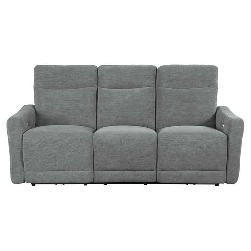 Lexicon Edition Contemporary ChenillePower Double Reclining Sofa in Gray