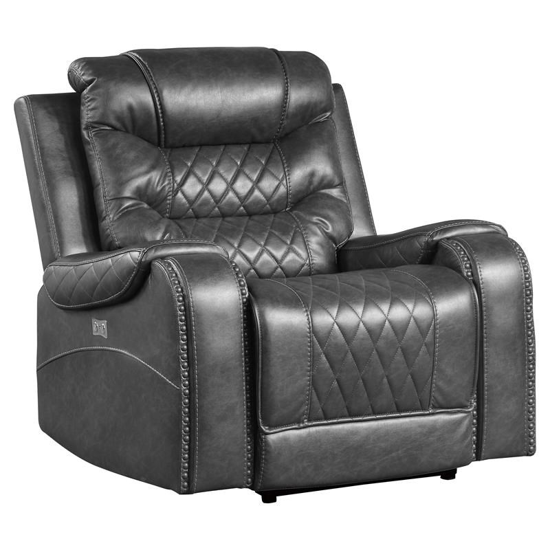 Lexicon Putnam Traditional Microfiber Power Reclining Chair in Gray