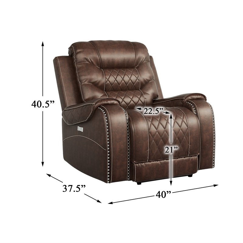 Lexicon Putnam Traditional Microfiber Power Reclining Chair in Brown