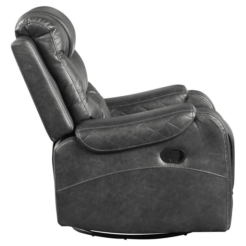 Lexicon Putnam Traditional Microfiber Swivel Glider Reclining Chair in Gray
