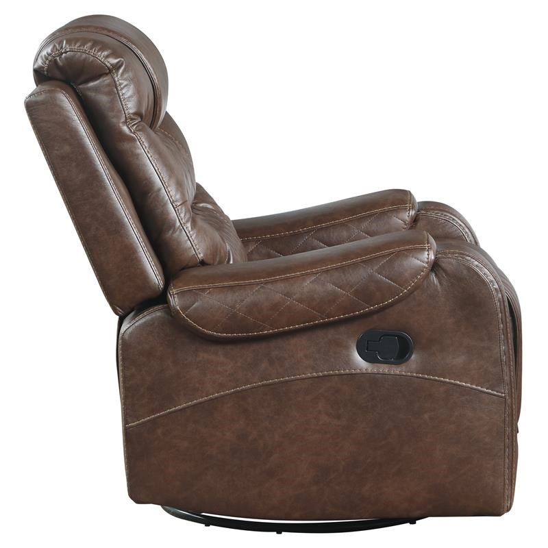 Lexicon Putnam Traditional Microfiber Swivel Glider Reclining Chair in Brown