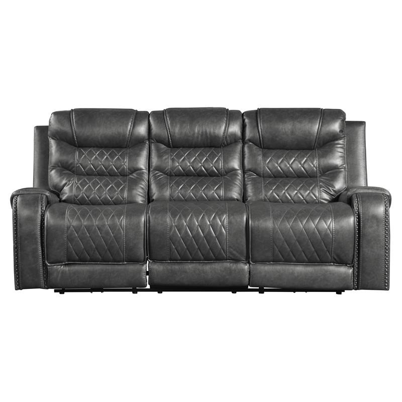 Lexicon Putnam Double Reclining Sofa with Drop-Down Cup Holders in Gray