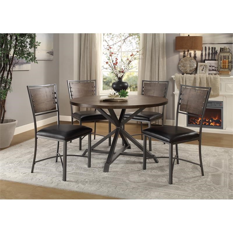 Lexicon Fideo Metal Dining Room Side Chairs in Burnished/Black (Set of 2)