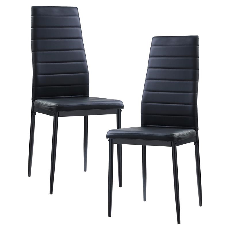 Lexicon Florian Modern Metal Dining Room Chairs in Black (Set of 2 ...