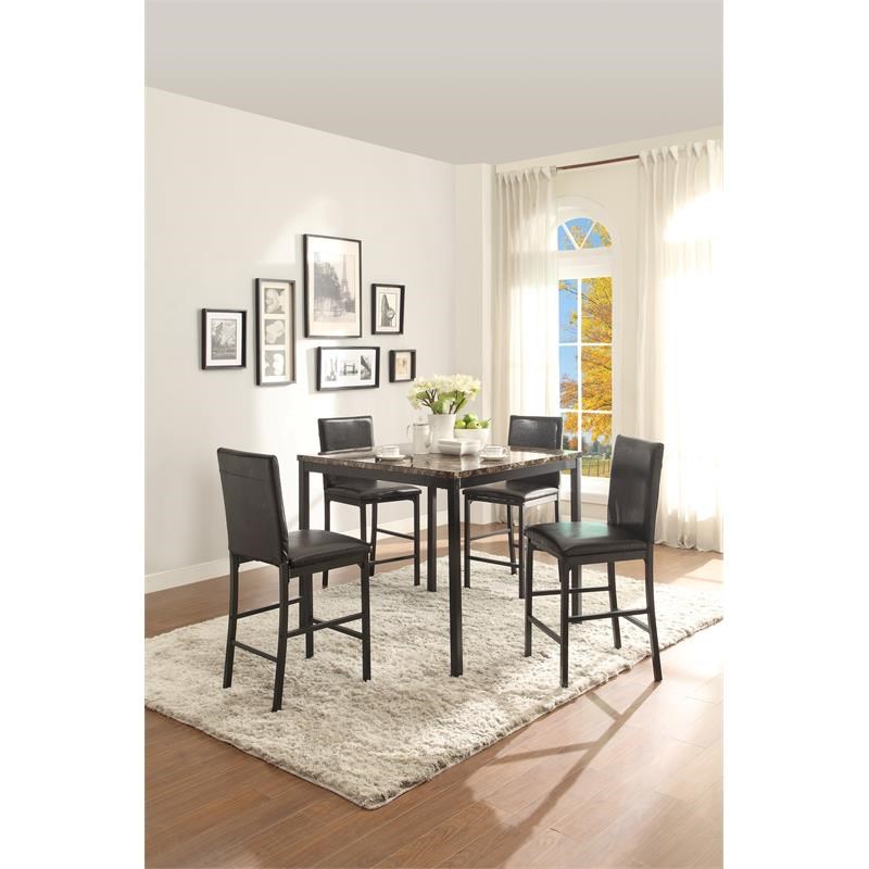 Lexicon Tempe Metal Counter Height Dining Chairs in Black and Brown (Set of 4)