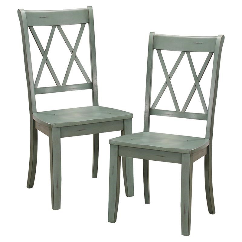Lexicon Janina Contemporary Wood Dining Room Side Chair in Teal (Set of 2)