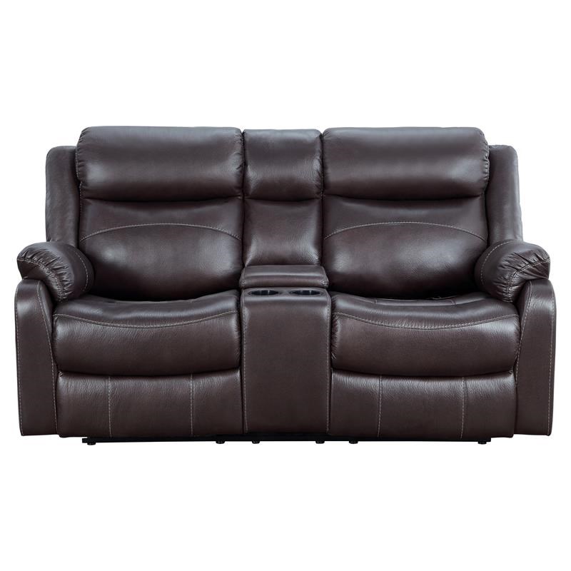 Lexicon Yerba Microfiber Double Reclining Loveseat With Console In Dark Brown Homesquare Lexicon Yerba Microfiber Double, Amalfi Brown Leather Power Motion Reclining Sofa