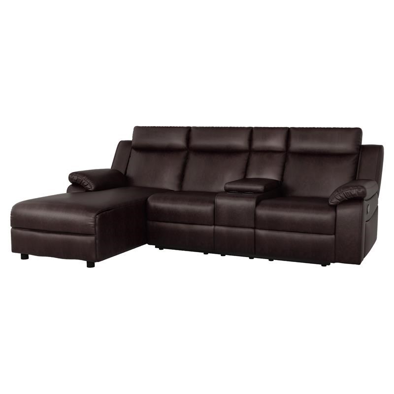 lexicon dalal faux leather reclining sectional with left chaise in dark