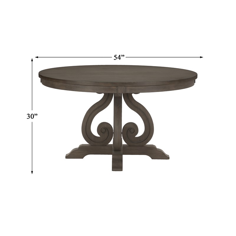Lexicon Toulon Wood Dining Round Table in Wire Brushed Dark Pewter