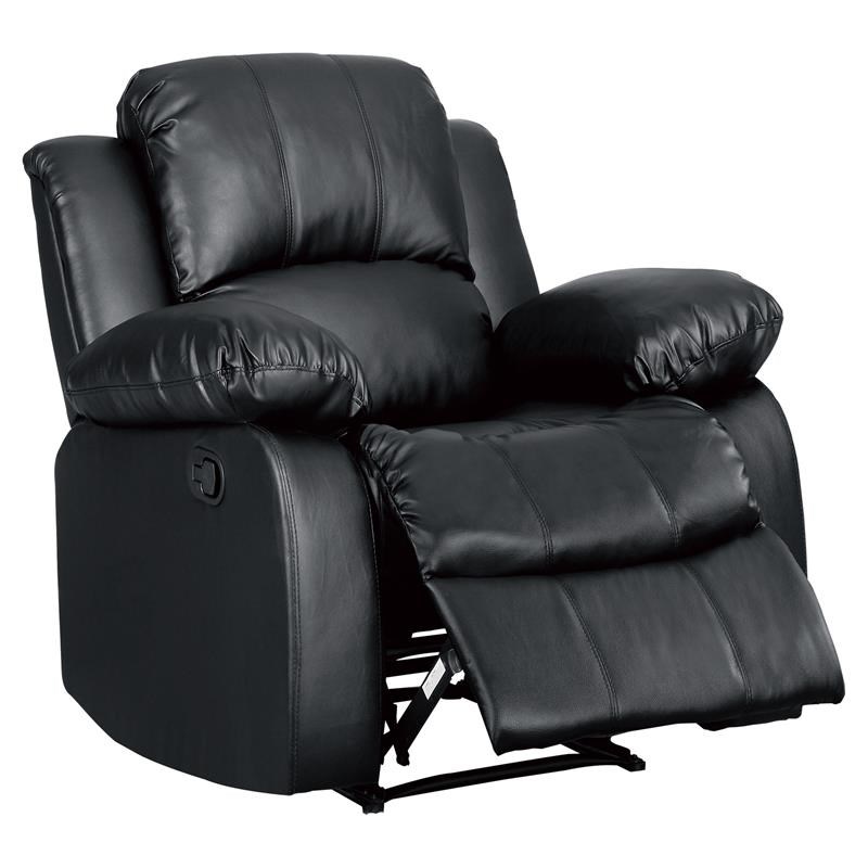 Lexicon Cranley Traditional Faux Leather Reclining Chair in Black