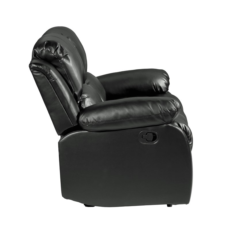 Lexicon Cranley Traditional Faux Leather Double Reclining Loveseat in Black