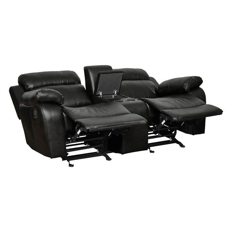 Lexicon Marille Double Glider Reclining Loveseat with Center Console in Black
