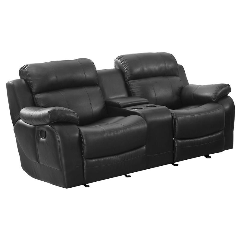 Lexicon Marille Double Glider Reclining Loveseat with Center Console in Black