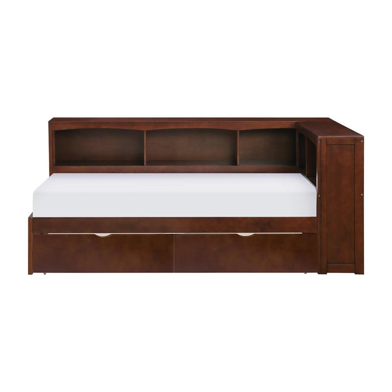 Lexicon Rowe Wood Twin Bookcase Corner Bed with Storage Boxes in Dark ...