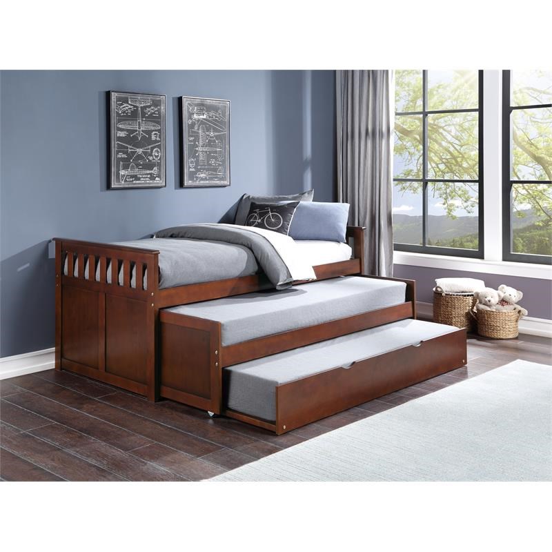 Lexicon Rowe Transitional Wood Twin/ Twin Bed with Twin Trundle in Dark ...