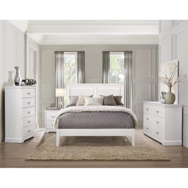 Lexicon Seabright Traditional Wood and Faux Leather Eastern King Bed in ...