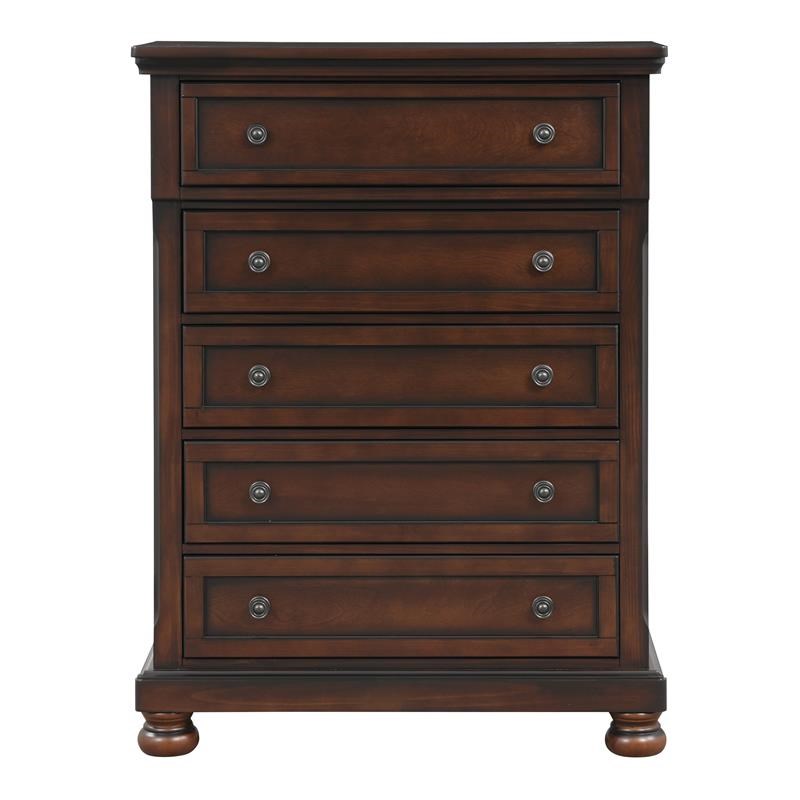 Lexicon Cumberland 5 Drawers Traditional Wood Chest in Brown Cherry