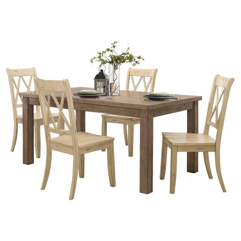 Lexicon Janina 5-Piece Contemporary Wood Dining Set in Natural and Buttermilk