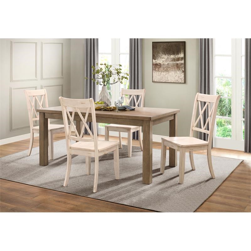 Lexicon Janina 5-Piece Contemporary Wood Dining Set in Natural and White