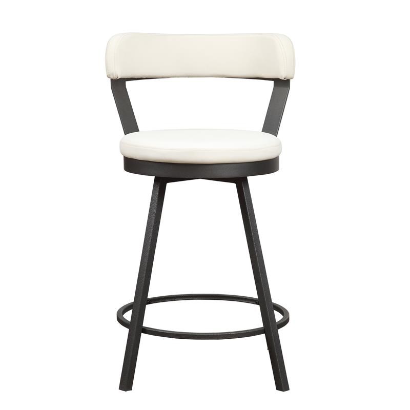 Lexicon Appert Metal Swivel Counter Height Chair in White (Set of 2