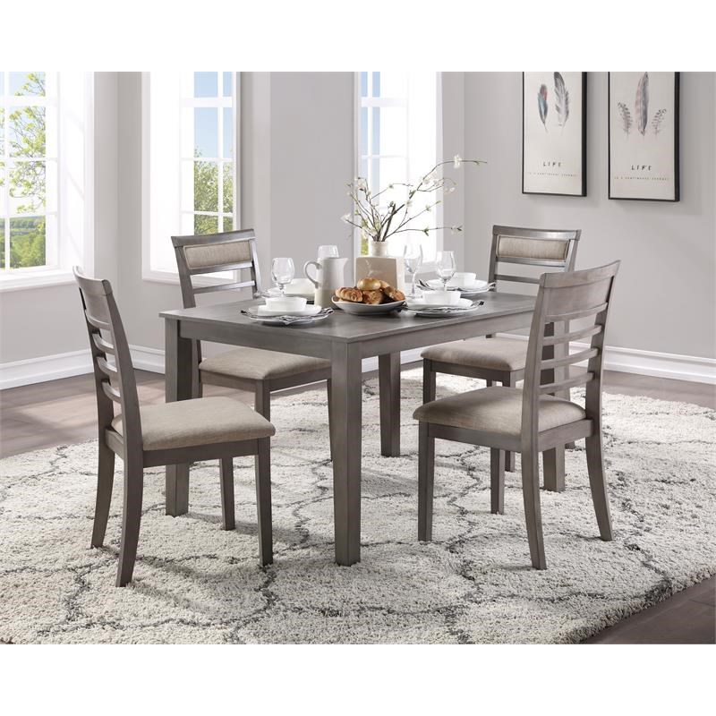 Lexicon Lovell 5-Piece Wood Dining Room Table and Chairs in Gray/Brown