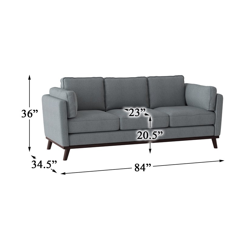 Lexicon Bedos 84 inches Modern Textured Fabric Upholstery Sofa in Gray