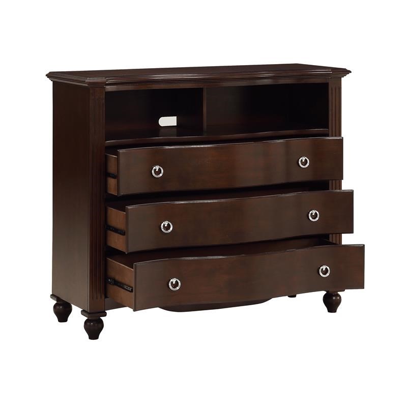 Lexicon Meghan 3 Dovetail Drawers Traditional Wood Media Chest in Espresso