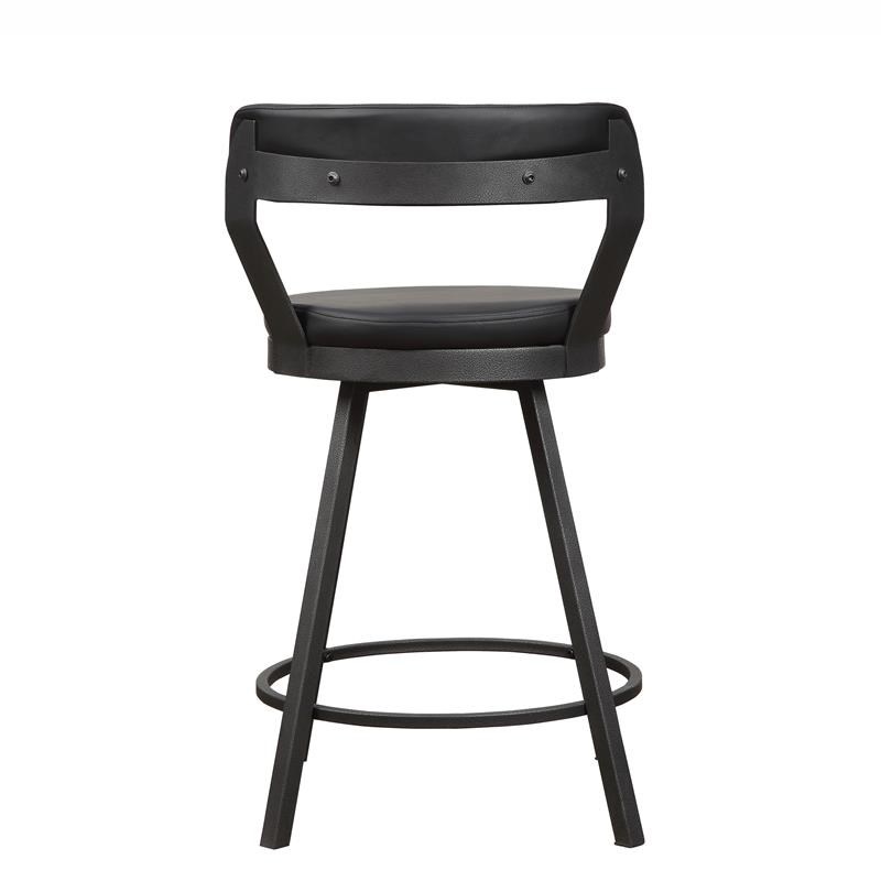 Lexicon Appert Metal Swivel Counter Height Stool in Silver/Black (Set of 2) Homesquare