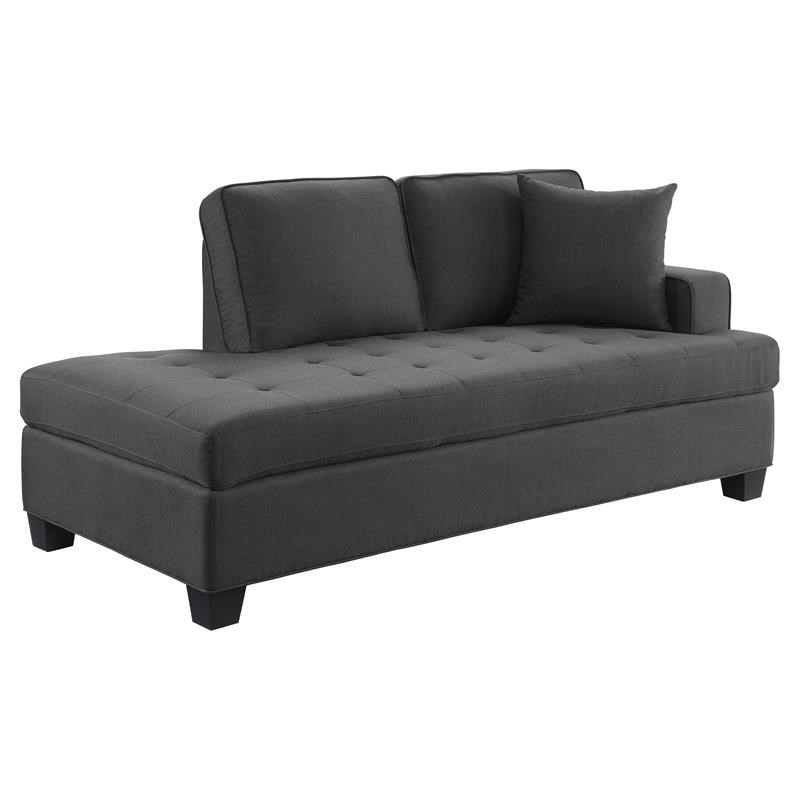 Lexicon Elmont Transitional Textured Fabric Chaise with 1 Pillow in Charcoal