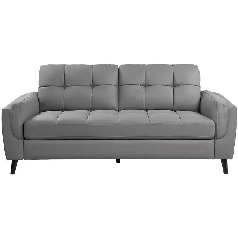 Lexicon Dorelle Modern Contemporary Microfiber Tufted Sofa in Gray and