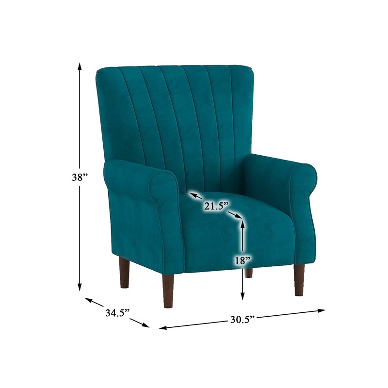 Lexicon Massa Velvet Accent Chair in Teal