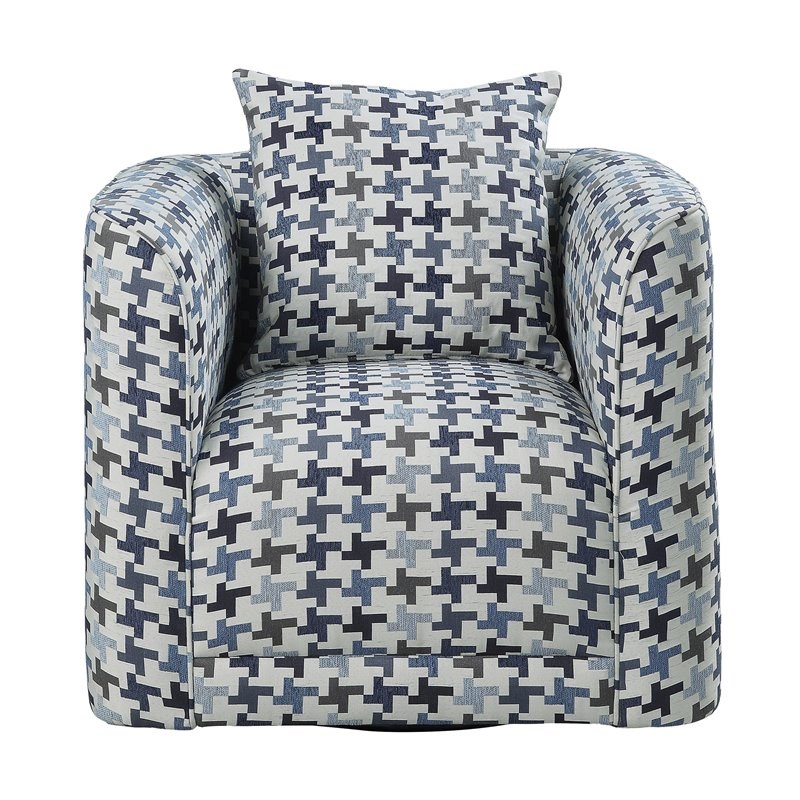 Lexicon Jayne Chenille Swivel Chair in Ivory and Blue