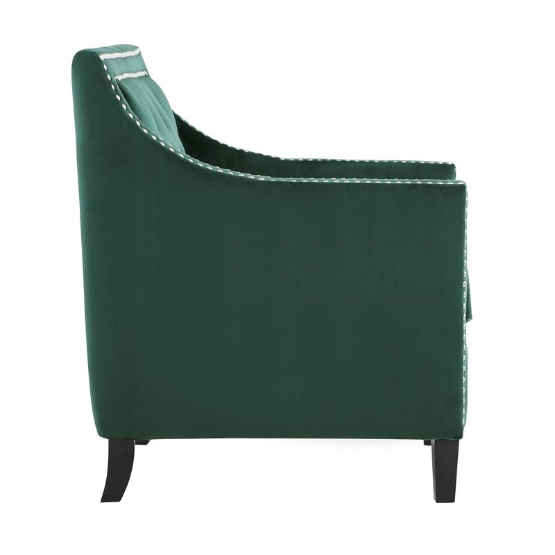 Lexicon Grazioso Velvet Upholstered Accent Chair in Forest Green