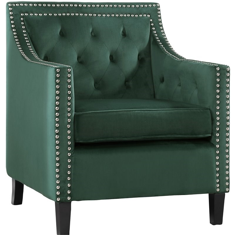 Lexicon Grazioso Velvet Upholstered Accent Chair in Forest Green
