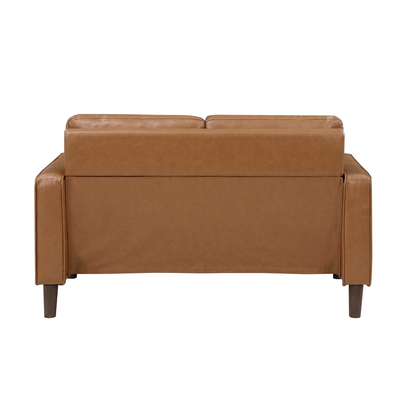 Lexicon Malcolm Faux Leather 2 Seater Loveseat in Brown
