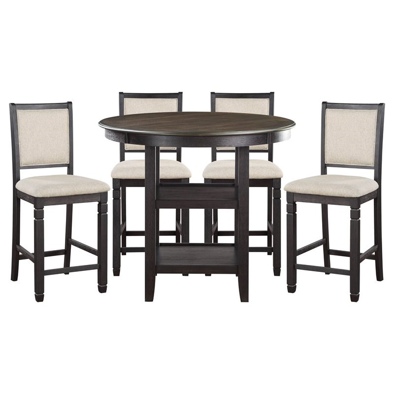 Lexicon Transitional Wood Counter Height Dining Room Table in Brown/Black
