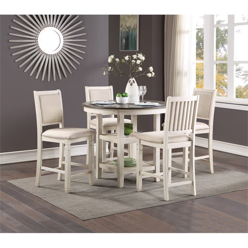 Lexicon Transitional Wood Counter Height Dining Room Table in Brown/White