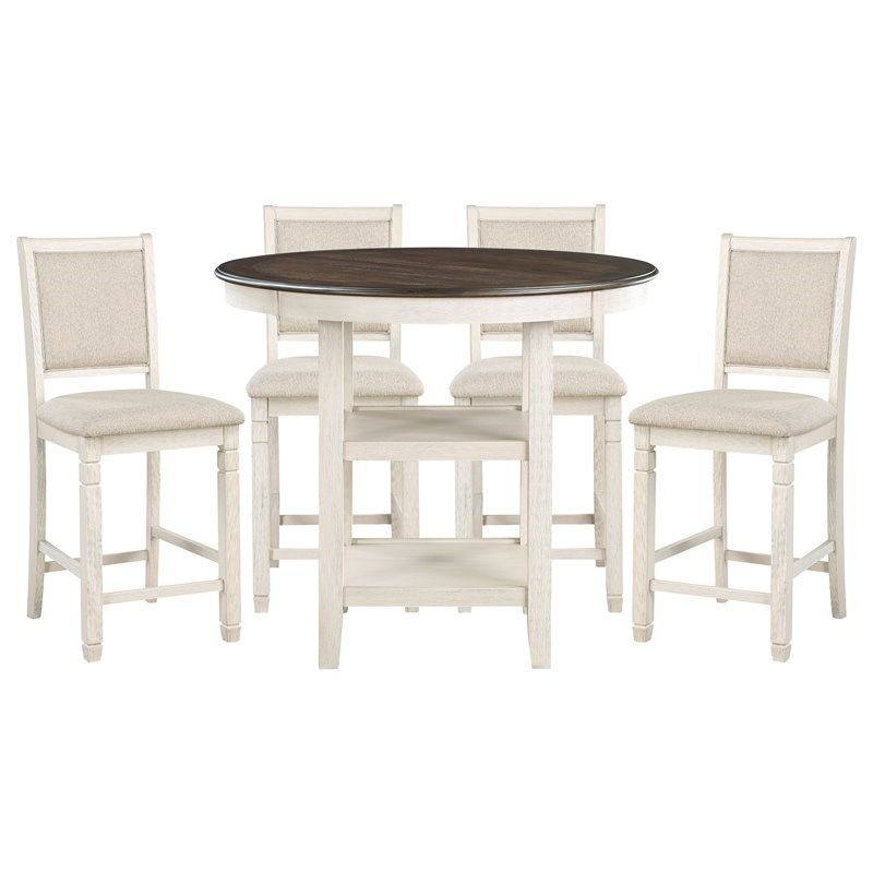 Lexicon Transitional Wood Counter Height Dining Room Table in Brown/White