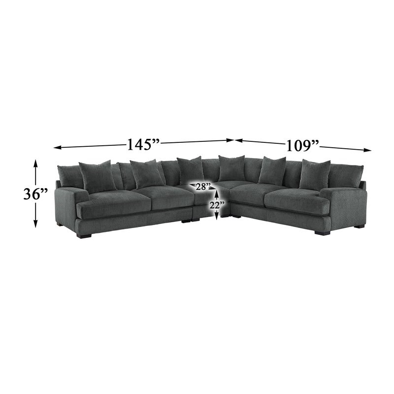 Lexicon Worchester 4-Piece Wood & Fabric Modular Sectional Set in Dark Gray