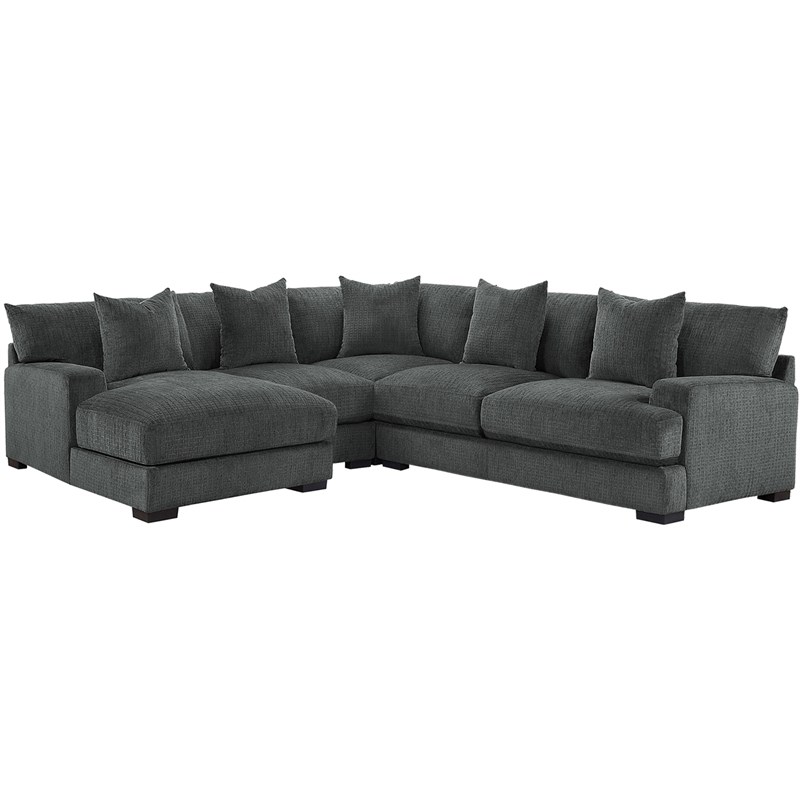 Lexicon Worchester 4-PC Fabric Modular Sectional with Left Chaise in Dark Gray