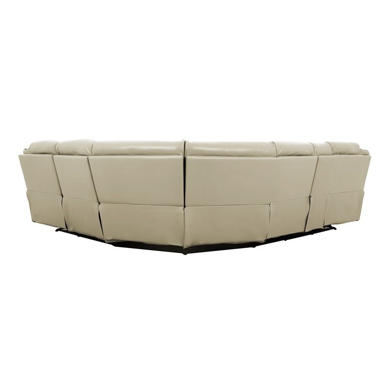 Lexicon Amite 6-Piece Modern Wood & Faux Leather Sectional Set in Beige