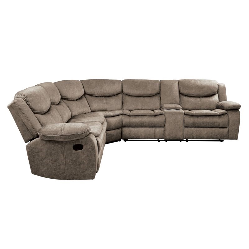 Lexicon Bastrop 3-Piece Traditional Wood & Fabric Sectional Set in Brown