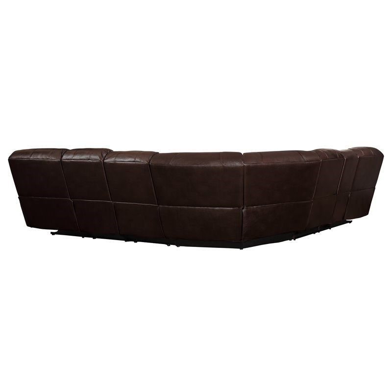 Lexicon Pecos 4PC Faux Leather Reclining Sectional w/ Left Console in Dark Brown