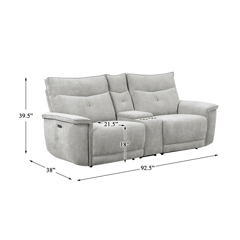 Lexicon Tesoro 3-Piece Wood & Fabric Sectional Set with Cupholders in Mist Gray