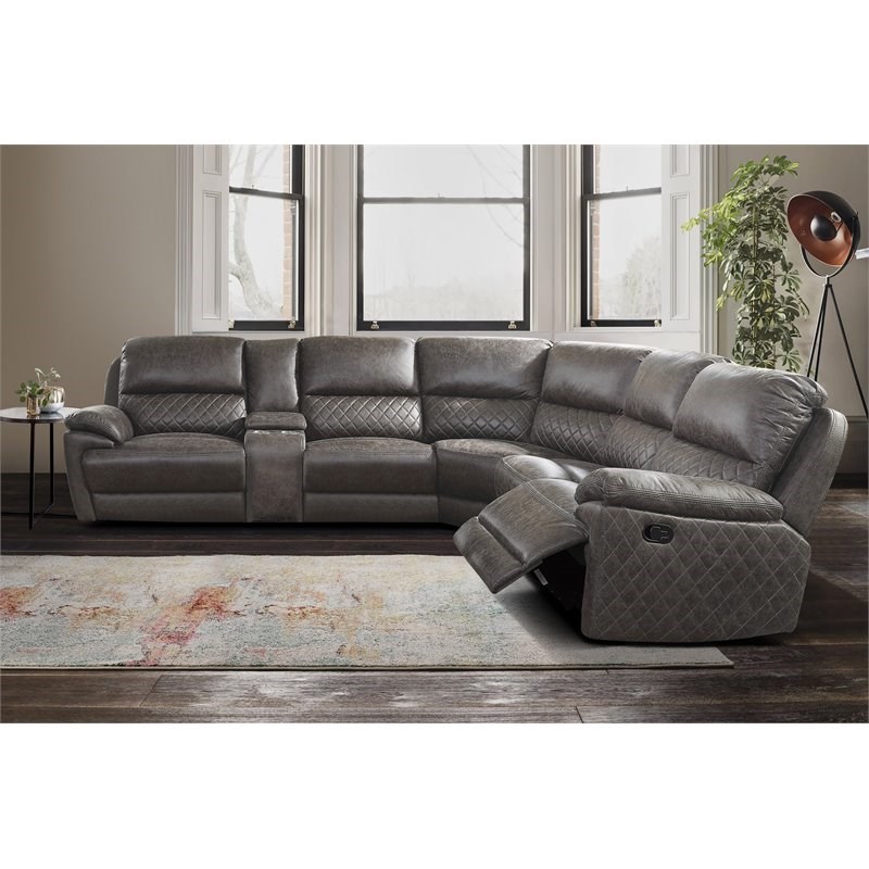 Lexicon Knoxville 3-Piece Wood & Fabric Reclining Sectional in Brown