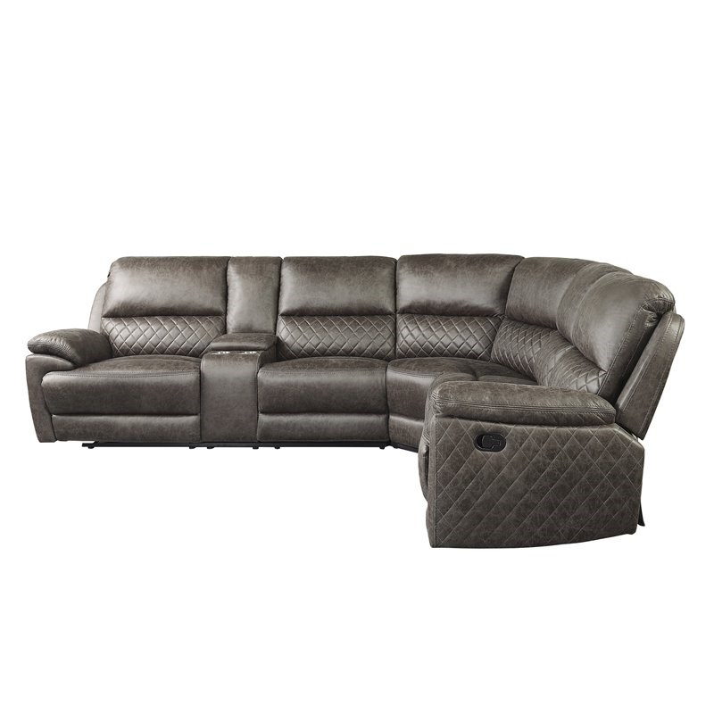 Lexicon Knoxville 3-Piece Wood & Fabric Reclining Sectional in Brown