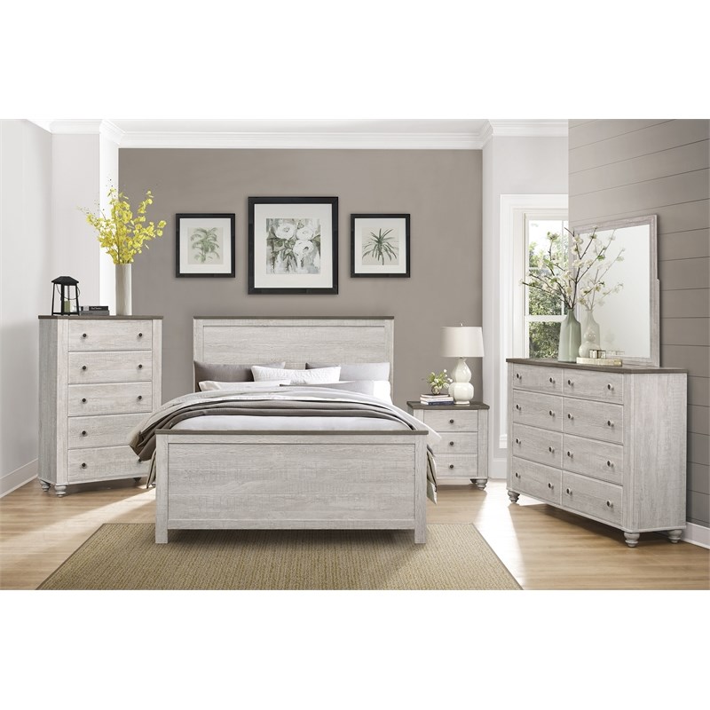 Lexicon Nashville Nightstand in Bed in 2-Tone Finish (Antique White and Brown)