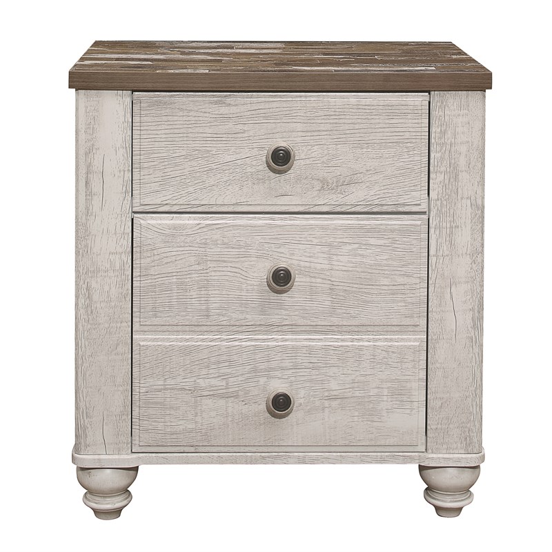 Lexicon Nashville Nightstand in Bed in 2-Tone Finish (Antique White and Brown)